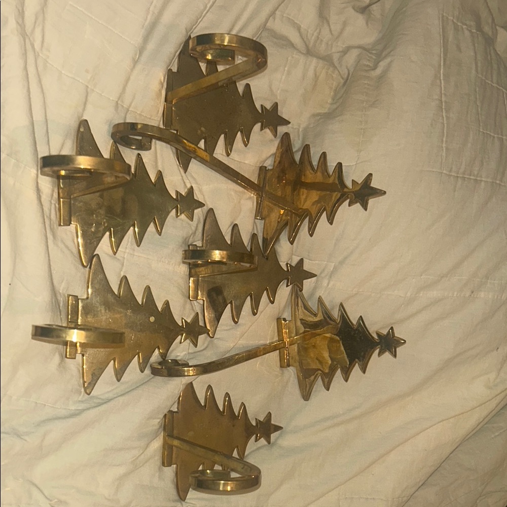 Gold Christmas Tree Wall Candle Holders